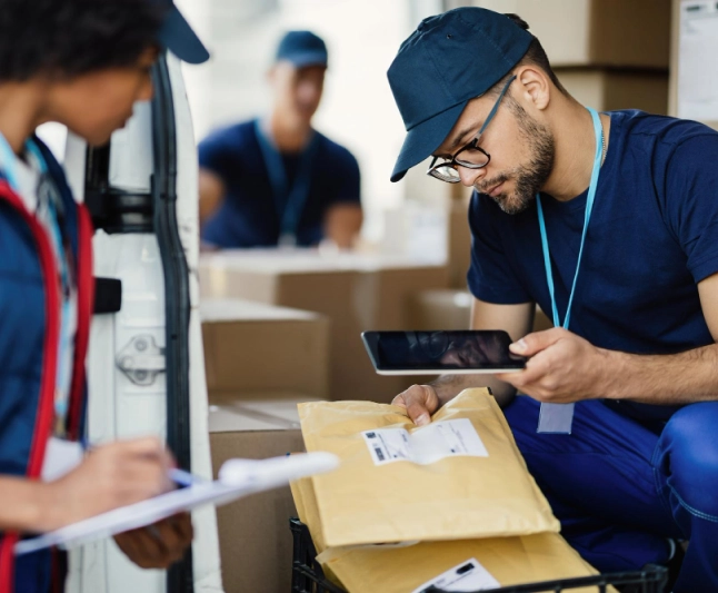 Team working in warehouse